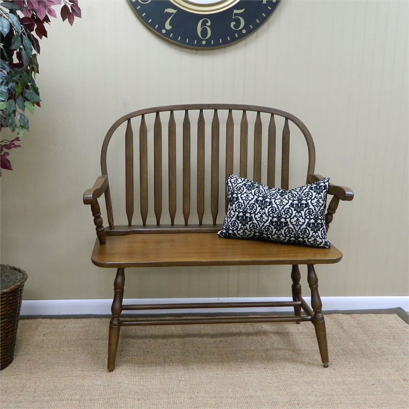 Carolina Classics Windsor Living Room Bench in American Oak