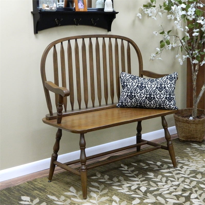 Carolina Classics Windsor Living Room Bench in American Oak