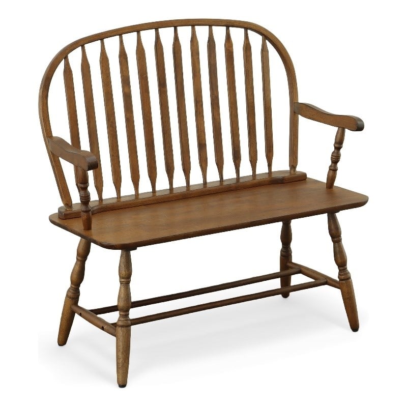 Carolina Classics Windsor Living Room Bench in American Oak