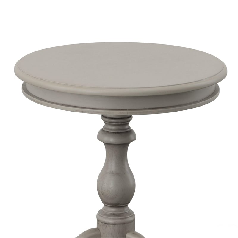 Carolina Classic Leeann Pedestal Accent Table in Weather Gray