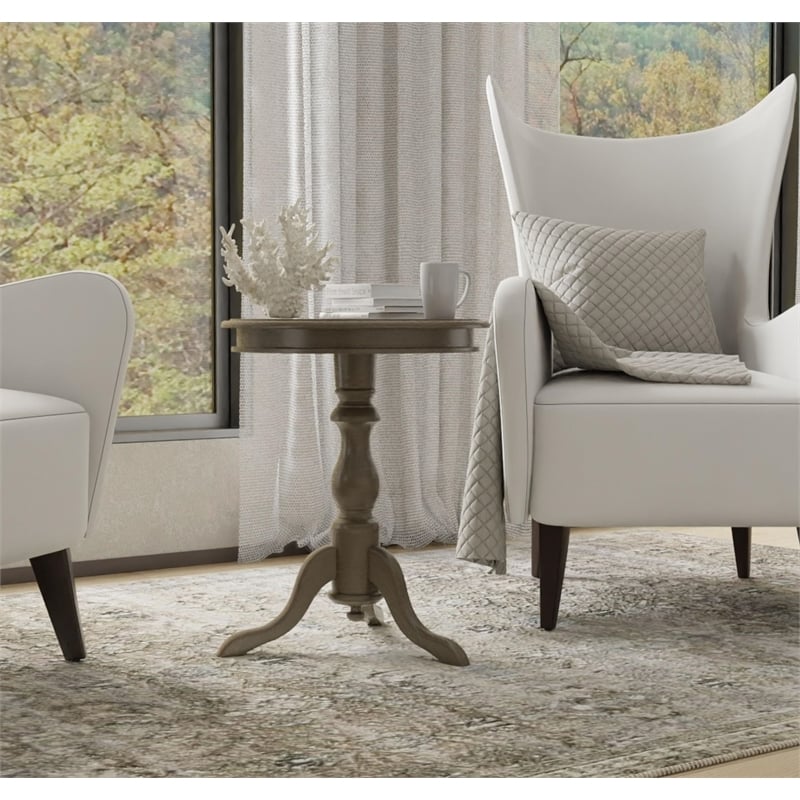 Carolina Classic Leeann Pedestal Accent Table in Weather Gray
