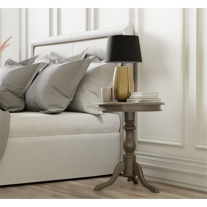 Carolina Classic Leeann Pedestal Accent Table in Weather Gray