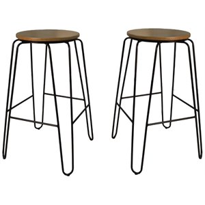 Carolina Classics Ethan 29&quot Solid Wood Seat Stool in Maple/Black (Set of 2)