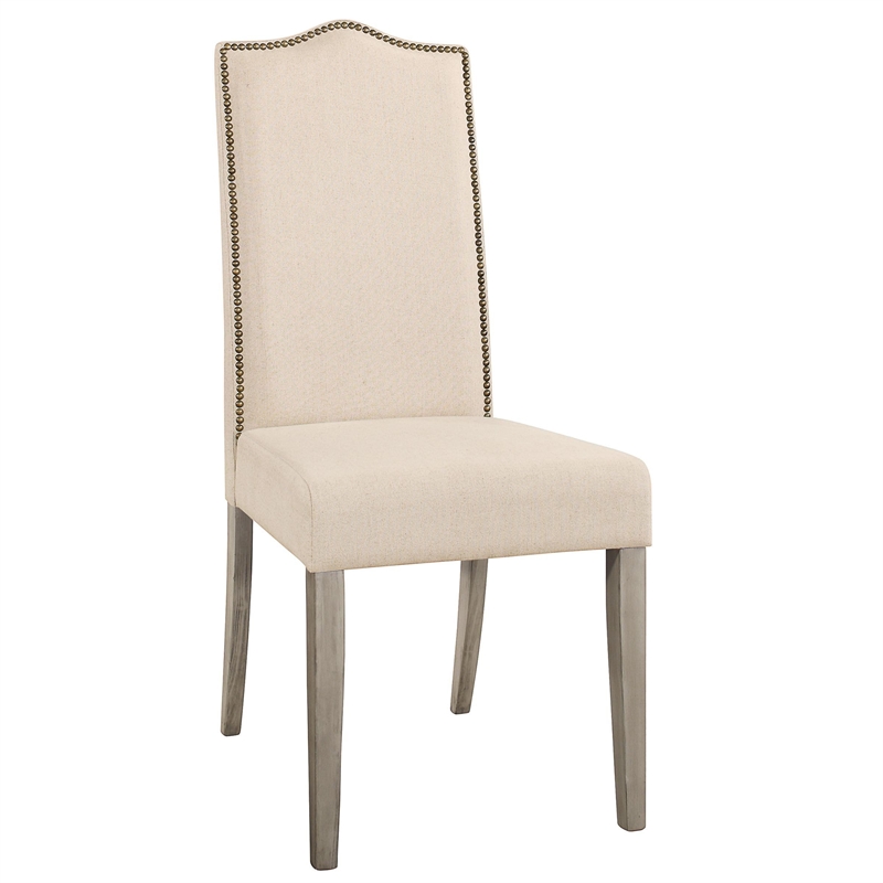 Carolina Classics Romero Nail head Parson Chair Weathered Gray with Linen