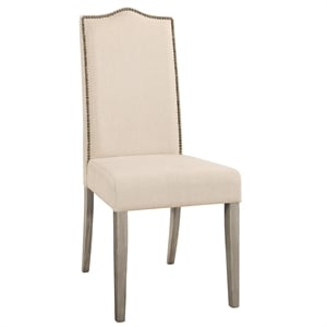Carolina Classics Romero Nail head Parson Chair Weathered Gray with Linen