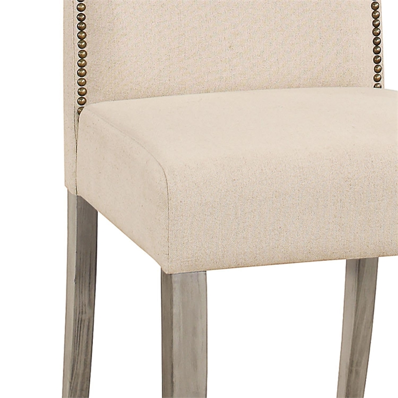 Carolina Classics Romero Nail head Parson Chair Weathered Gray with Linen