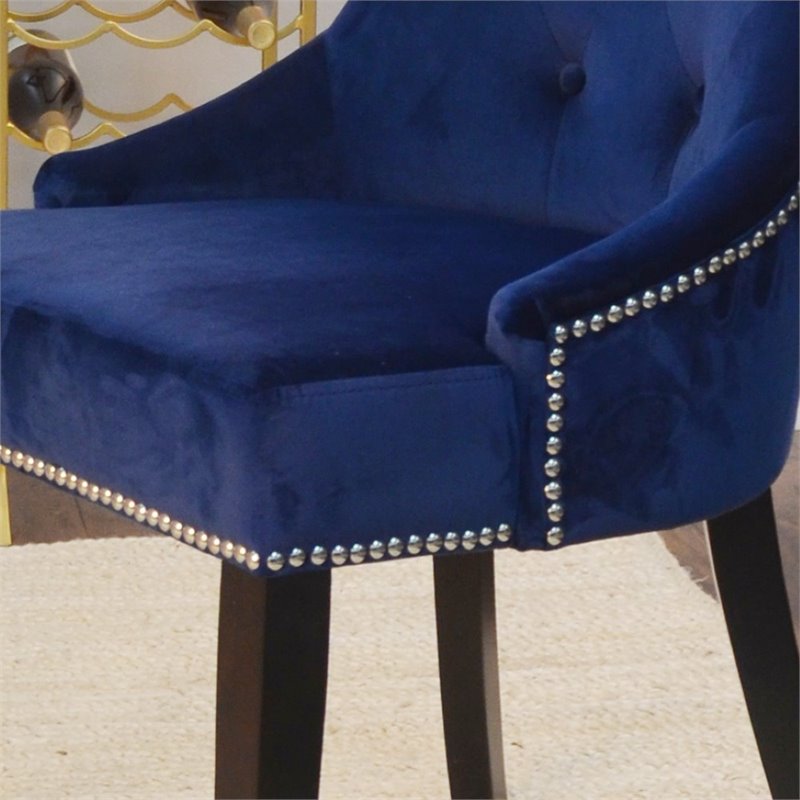 Carolina Classics Julia Tufted Back Upholstered Dining Chair Espresso/Navy (2)