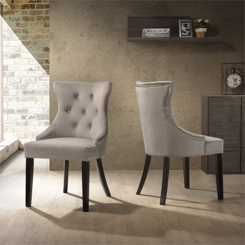 Carolina Classics Julia Tufted Back Upholstered Dining Chair Espresso/Gray (2)