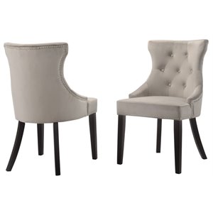 Carolina Classics Julia Tufted Back Upholstered Dining Chair Espresso/Gray (2)