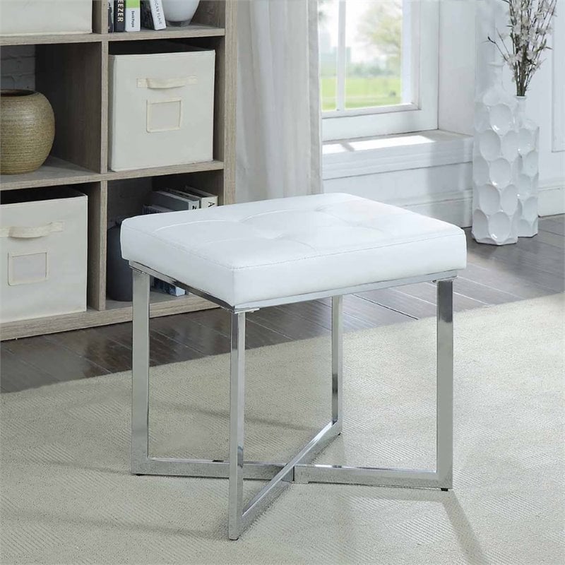 Carolina Classics Summer Vanity Bench White/Chrome