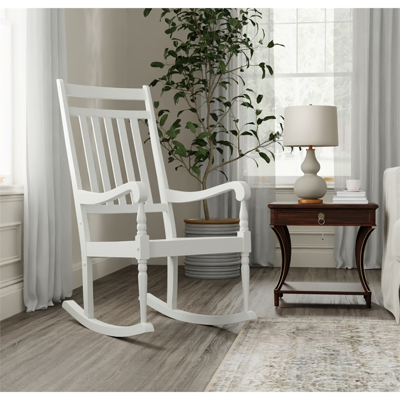 Carolina Classic Belmont Wooden Slat Rocker in White