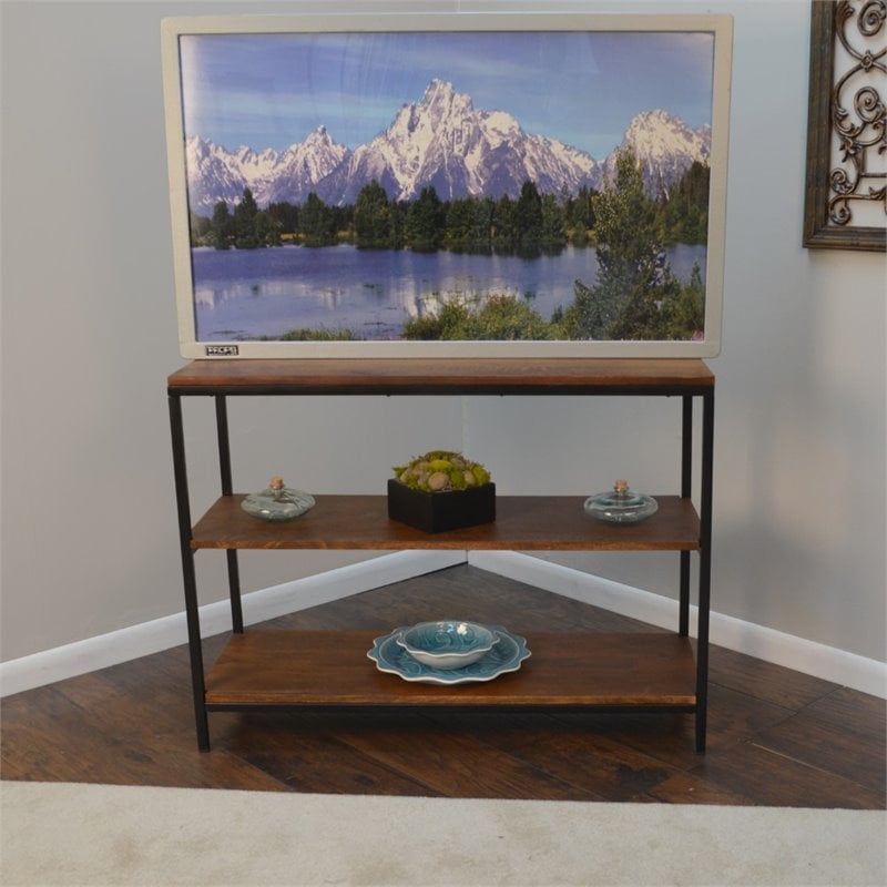 Carolina Classics Brayden Rectangle Metal Frame Console Table in Rich Chestnut