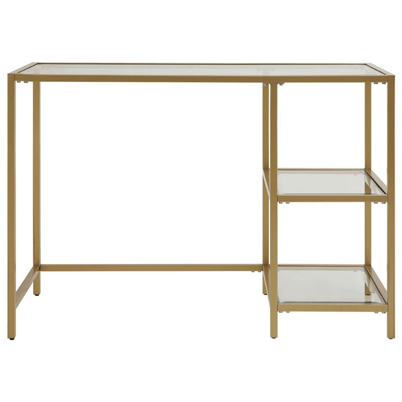 Carolina Classics Marcello Glass Top Desk with Shelves Gold