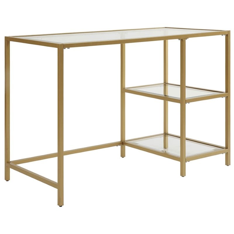 Carolina Classics Marcello Glass Top Desk with Shelves Gold