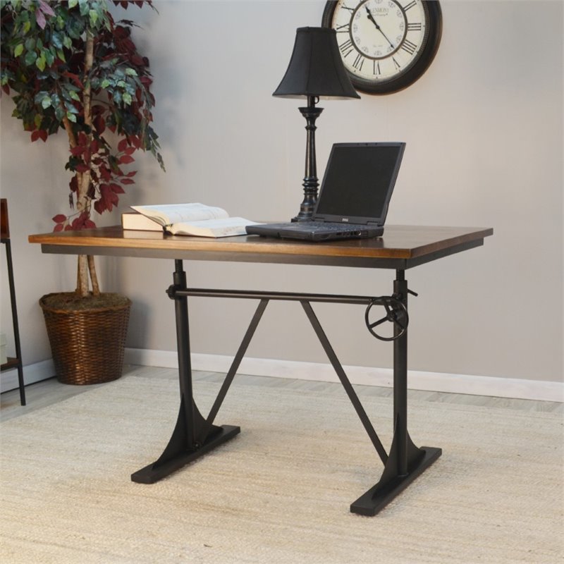 Carolina Classics Brio Sit or Stand Adjustable Desk Elm Black