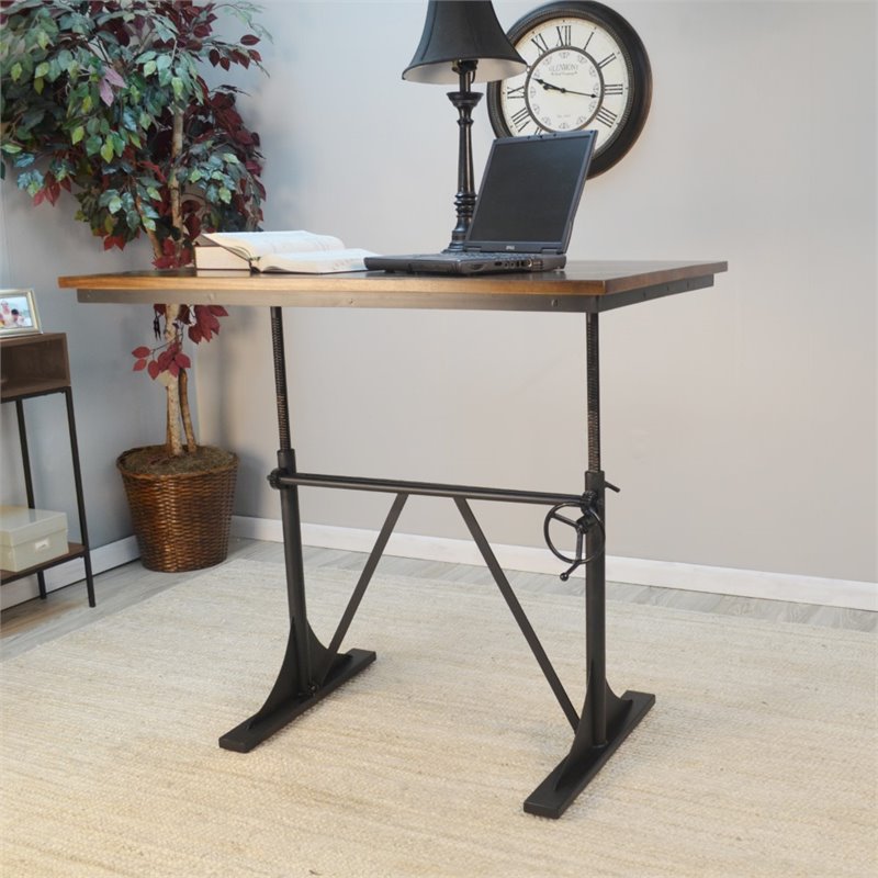 Carolina Classics Brio Sit or Stand Adjustable Desk Elm Black