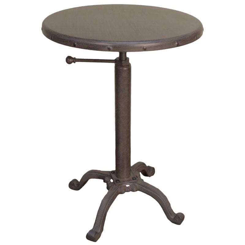 Carolina Classics Irene Adjustable Vintage Metal Table Industrial Brown