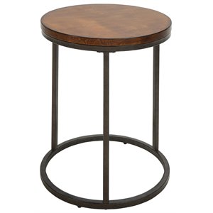 Carolina Classics Orson 18&quot Round Thick Top Accent Table Chestnut Industrial