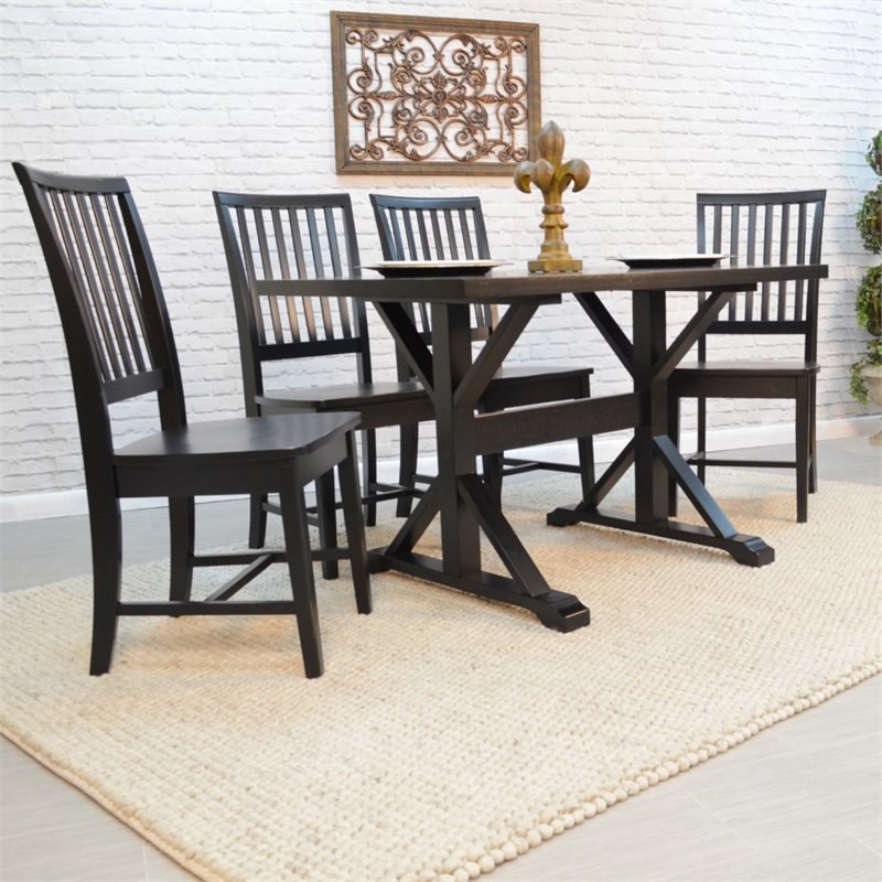 Carolina Classics Florence 30 x 48 Trestle Table Antique Black
