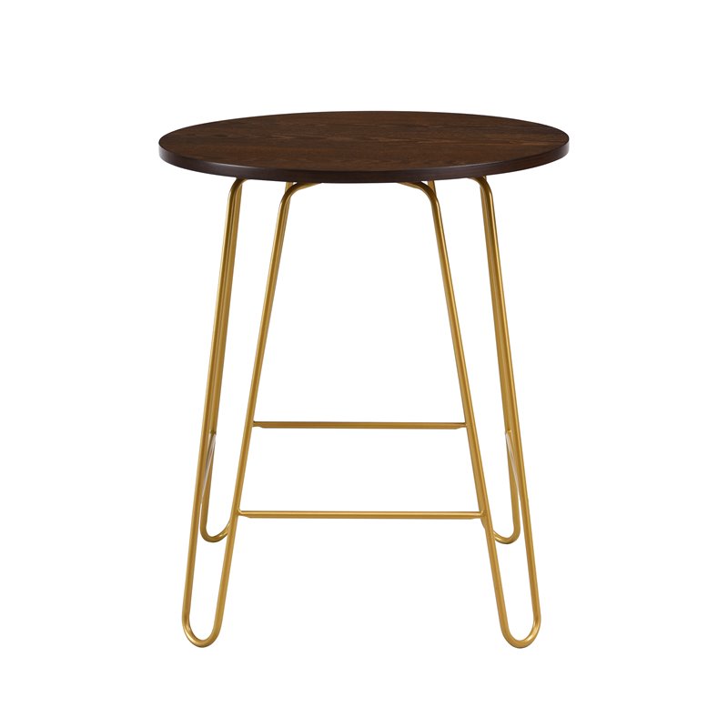 Carolina Classics Ethan 20 In Round Side Table in Elm and Gold