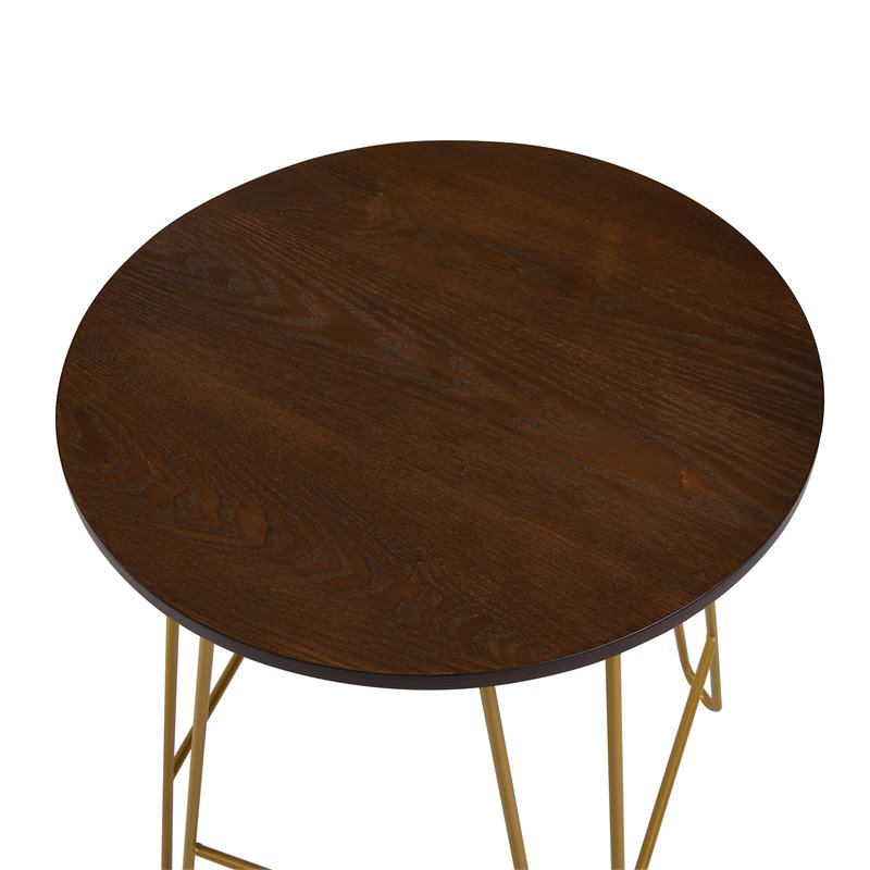 Carolina Classics Ethan 20 In Round Side Table in Elm and Gold