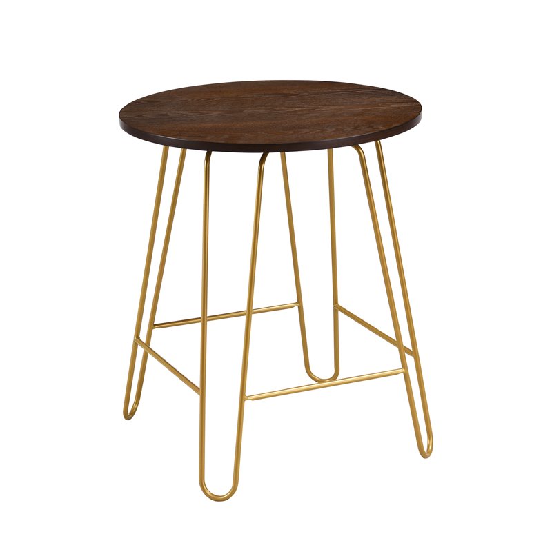 Carolina Classics Ethan 20 In Round Side Table in Elm and Gold