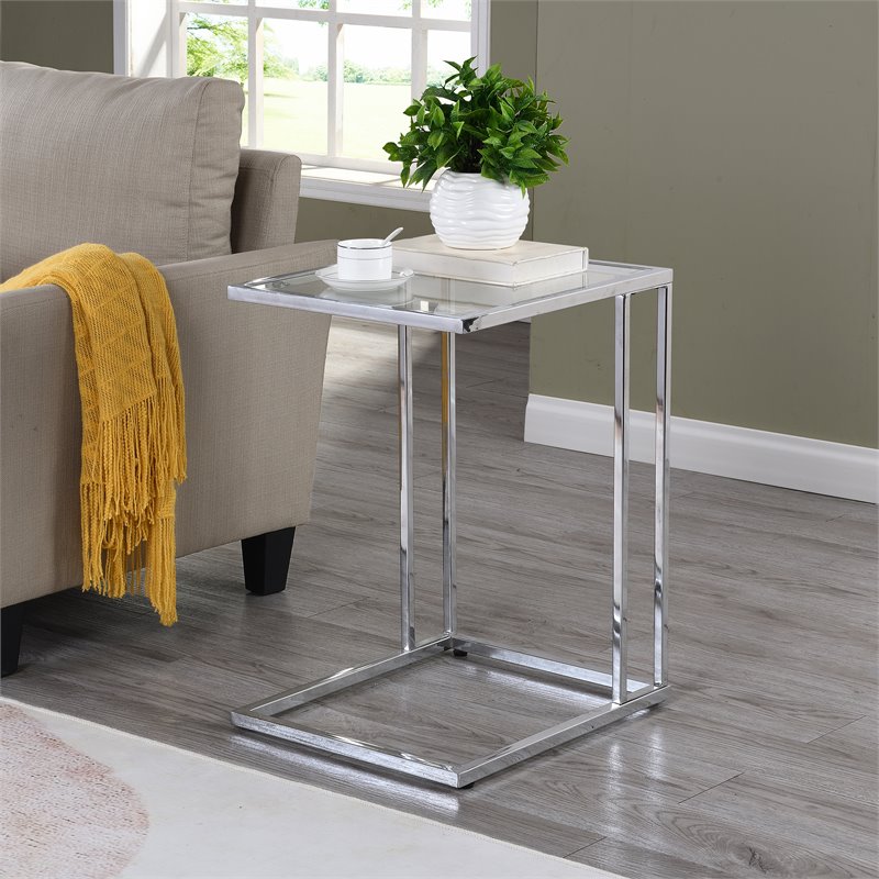 Carolina Classics Provenzano Glass Top C Table in Chrome
