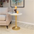 Carolina Classics Piuma Marble Top Accent Table in White and Antique Gold