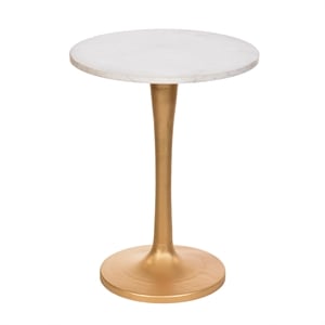 Carolina Classics Piuma Marble Top Accent Table in White and Antique Gold