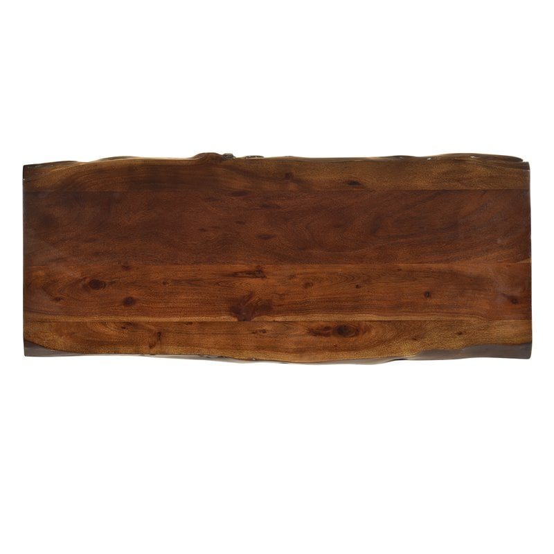 Carolina Classics Seti Live Edge Coffee Table and Bench in Elm and Gold