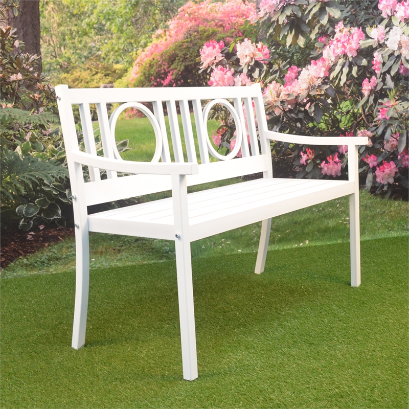 Carolina Classics Gramercy Outdoor Metal Bench in White
