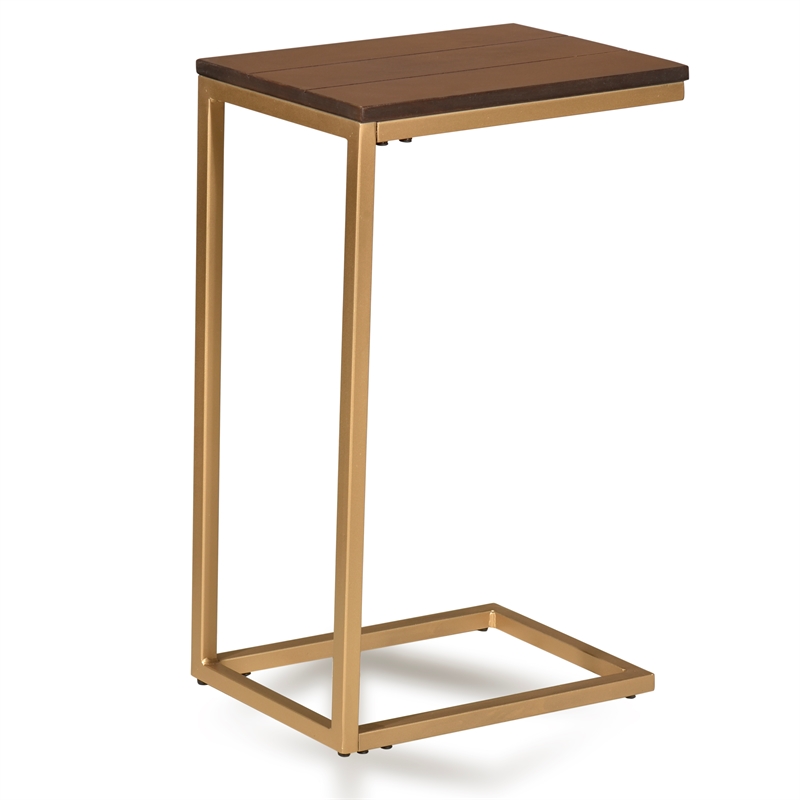 Carolina Classics Aggie Wood Computer Tray Table in Elm and Gold