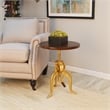 Carolina Classics Regan Adjustable Crank Wood Accent Table in Elm and Gold