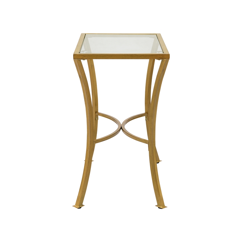 Carolina Classics Palin Glass Top Accent Table in Antique Gold