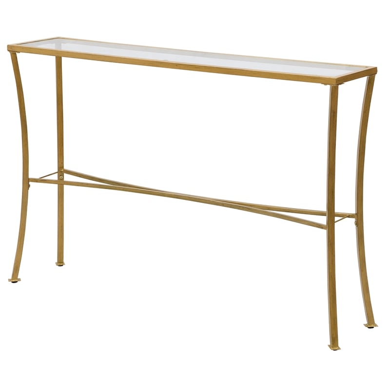 Carolina Classics Palin Glass Top Console Table in Antique Gold Cymax