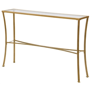 carolina classics palin glass top console table in antique gold
