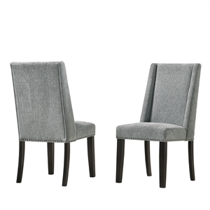 carolina classics laurant upholstered wood dining chair in gray (set of 2)