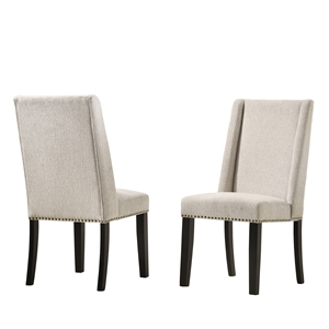 carolina classics laurant upholstered wood dining chair in beige (set of 2)