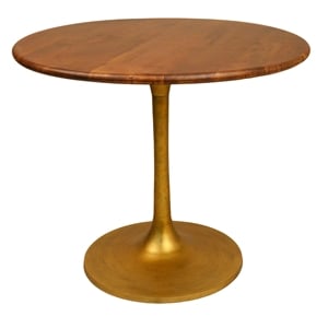 Carolina Classics Alden Wood Top 36&quot Round Dining Table in Elm and Antique Gold