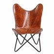 Carolina Classics Monroe Leather Butterfly Chair in Brown and Black