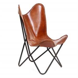 carolina classics monroe leather butterfly chair in brown and black
