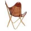 Carolina Classics Monroe Leather Butterfly Chair in Brown and Gold