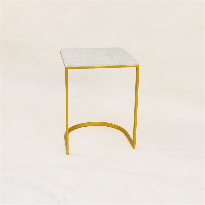 Carolina Classics Lorelie Marble Accent Table in White and Gold