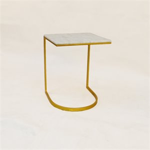 Carolina Classics Lorelie Marble Accent Table in White and Gold