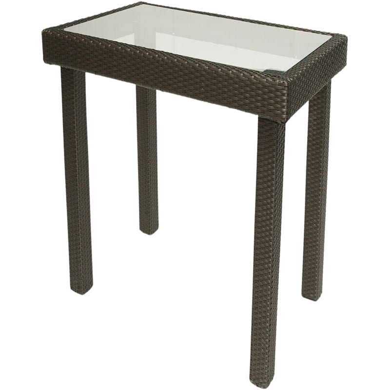 Carolina Classics Karsyn Wicker Outdoor Counter Height Bar Table in Brown