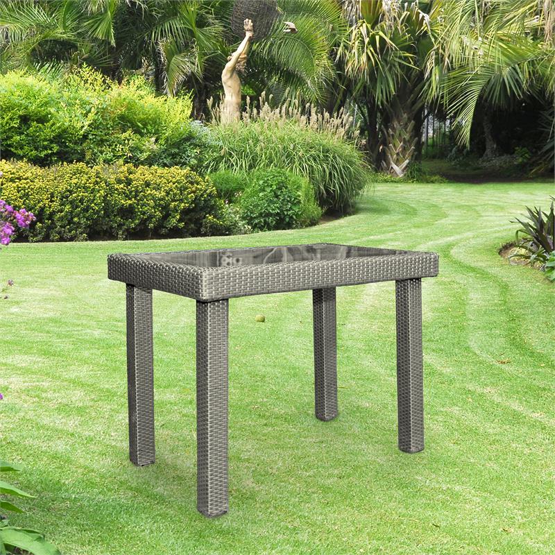 Carolina Classics Karsyn Wicker Outdoor Counter Height Bar Table in Dark Gray