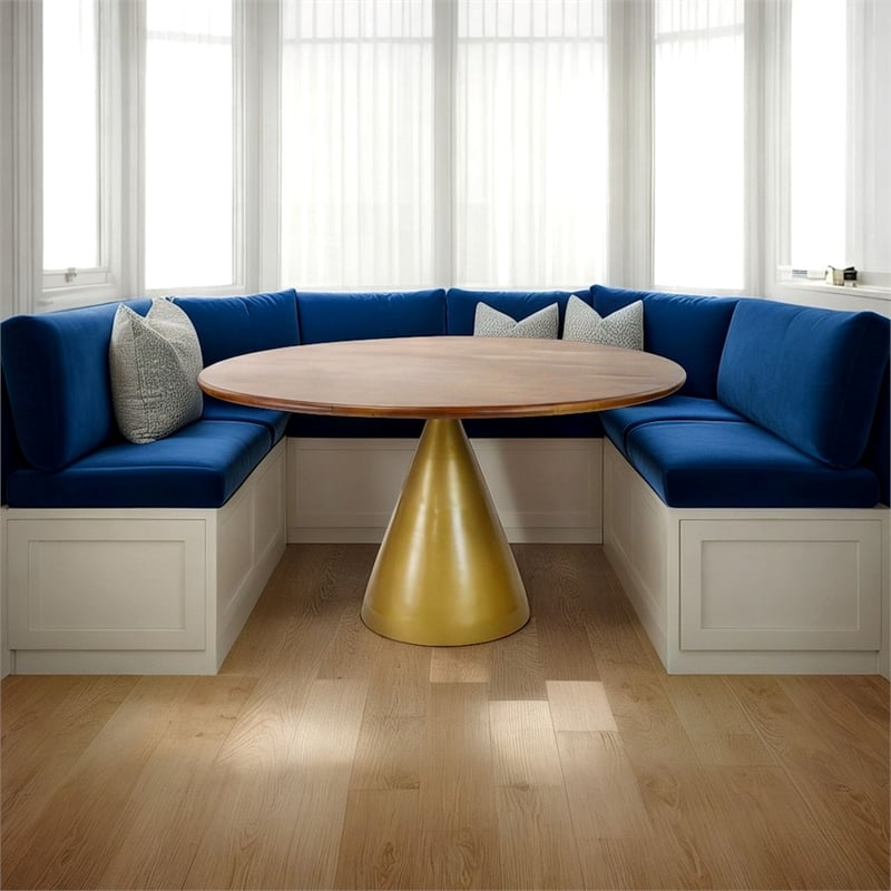 Carolina Classics Gio Pedestal Dining Table in Elm/Gold