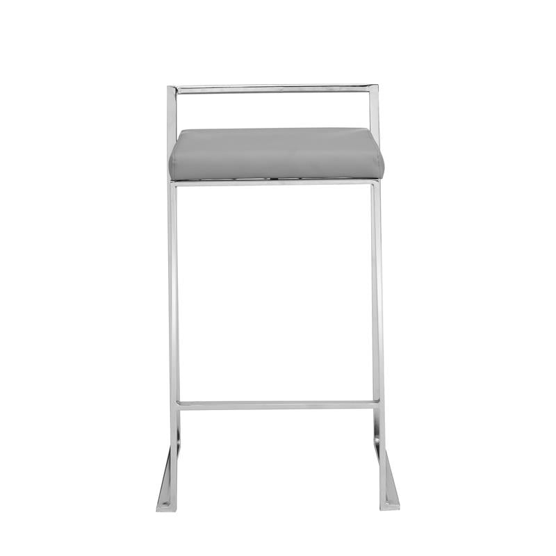Carolina Classics Lucien 25.25 In Upholstered Counter Stool in Soft Gray/Chrome