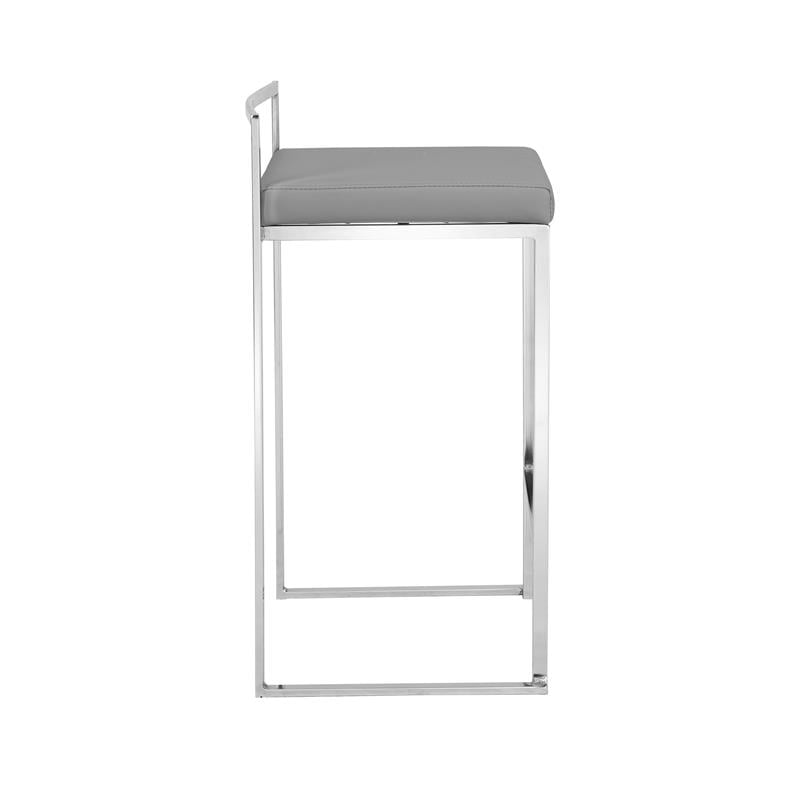 Carolina Classics Lucien 25.25 In Upholstered Counter Stool in Soft Gray/Chrome