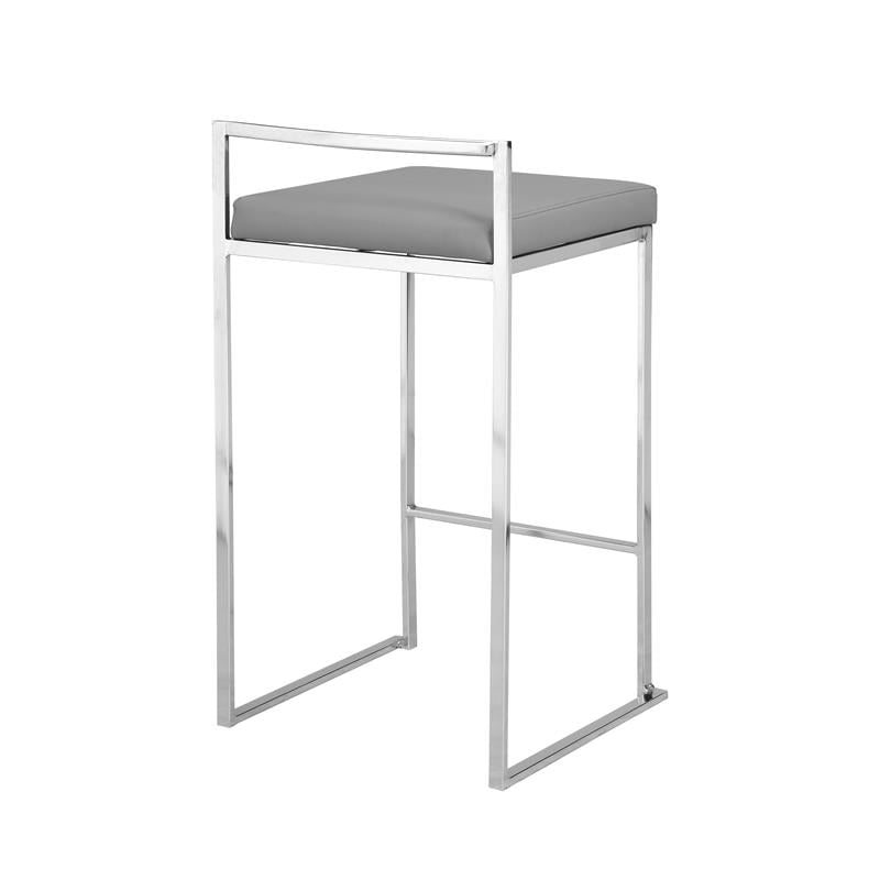 Carolina Classics Lucien 25.25 In Upholstered Counter Stool in Soft Gray/Chrome